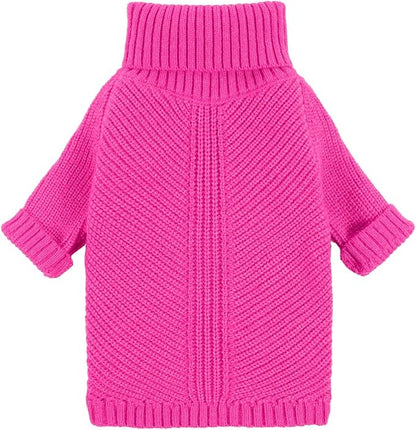 Fitwarm Valentines Dog Turtleneck Sweater, Dog Winter Clothes for Small Dogs Girl, Knitted Pet Coat, Cat Outfit, Hot Pink, Small