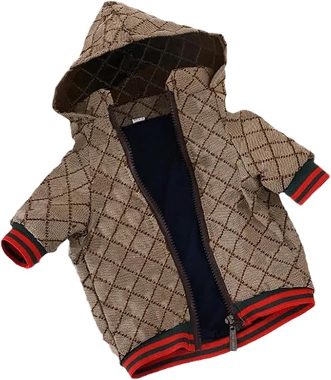 Dog Hoodie Luxury Winter Small Dog Jacket Clothes Classic Designer French Bulldog Teddy Pug Puppy Clothes(S)