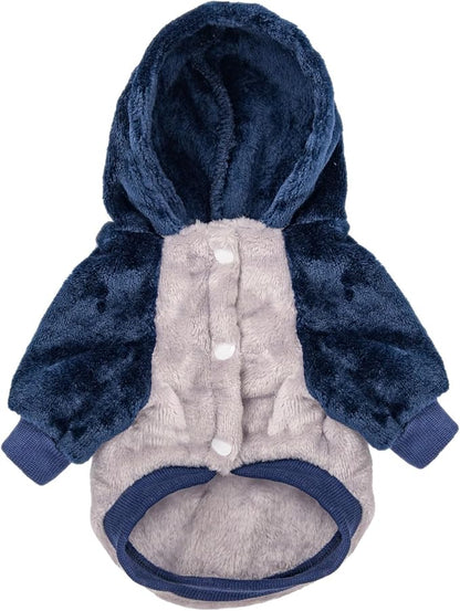 FabriCastle Small Dog Hooded Sweater, Dog Clothes XXS XS Small for Dogs Boy & Cats, Soft and Warm Pet Coat, Winter Pet Jacket, Doggy Apparel Costumes, Puppy Outfits Hoodies (Grey Body, X-Large)
