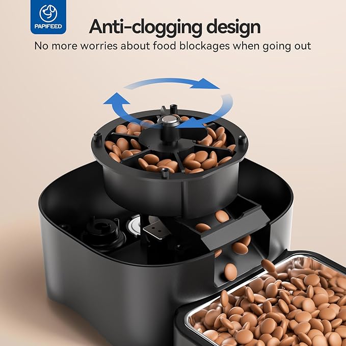 PAPIFEED Automatic Cat Feeder,Camera 1080P HD - 6L Pet Feeder, 2.4/5G WiFi Smart App Control, Bluetooth Assist Link,Wide-Angle Lens,Automatic Feeder for Small and Medium-Sized Pets (WiFi 2.4G)