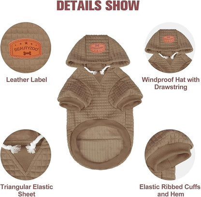 BEAUTYZOO Dog Sweaters for Extra Large Dogs Girl Boy, XXXL Dog Hoodie with Pocket & Leash Hole, Soft Warm Waffle-Like Laminated Cotton Pet Clothes for Cold Weather, Doberman Great Dane Sweatshirt, 3XL