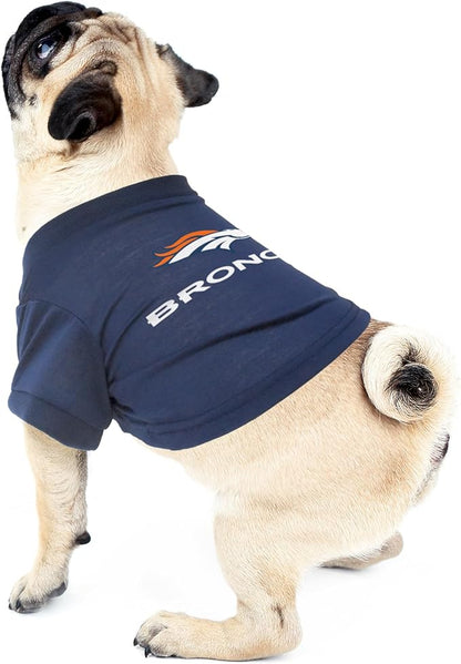 Littlearth NFL Denver Broncos Pet T-Shirt, Team Color, Small