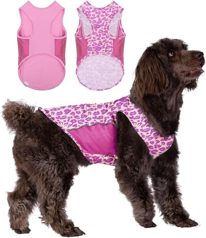 UPF 50+ Sun Protection Dog T-Shirt, 2 Pack Lightweight Sleeveless Dog Vest for Small Dogs Girl – Reflective Strips, Quick-Dry Pet Apparel, Sports Fan Shirt P23ST00504M