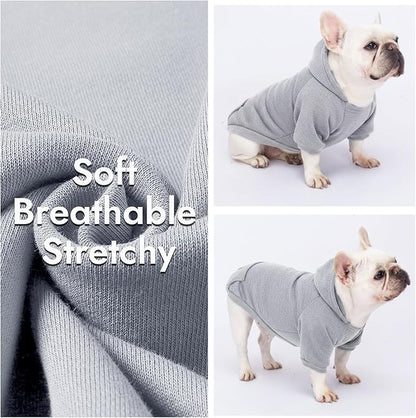2 Pack Dog Hoodie Warm Hood Dog Sweater Cold Weather Small Dogs Sweatshirt Comfort Pet Clothes for Small Medium Dogs with Pockets Cats Chihuahua Clothes for Male Female Girl Boy Sporty Daily Wear