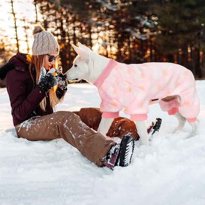 YIKEYO Small Dog Sweater,Dog Pajamas for Small Dogs,Cotton Stretchable Pet Pajamass Jammies Sweater for Dogs Female Male,Valentine's Day Winter Clothes Doggy Puppy Girl(Pink, XS)