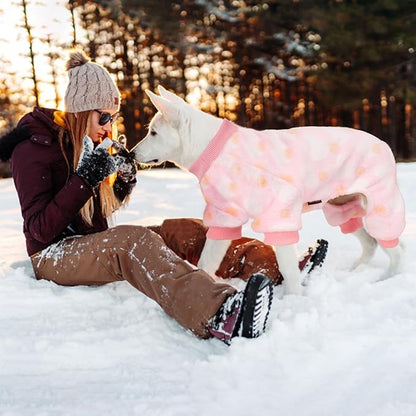 YIKEYO Small Dog Sweater,Dog Pajamas for Small Dogs,Cotton Stretchable Pet Pajamass Jammies Sweater for Dogs Female Male,Valentine's Day Winter Clothes Doggy Puppy Girl(Pink, XS)