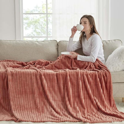 Nestl Rose Throw Blanket for Couch - Cozy Warm Fuzzy Blankets for Women, Set of 2 Small Fleece Throws for Girls - Misty Rose, 50 x 60 Inches