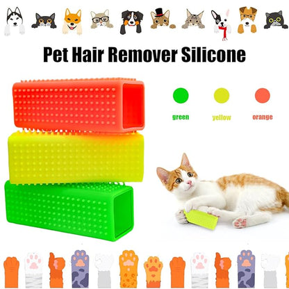  3 Pcs Pet Hair Remover,Silicone Dog Cat Hair Remover Block Roller Cleaner Brush for Interior, Furniture, Sofa，Carpets,Bedding
