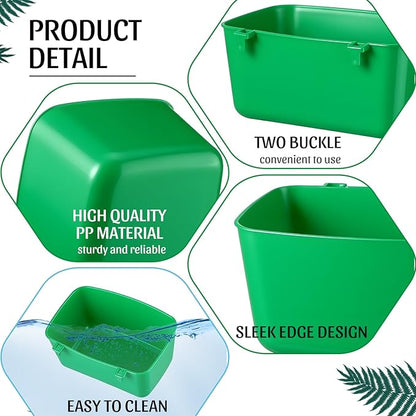Zhehao 20 Pcs Bird Cage Cups Chicken Feeder Waterer Cups 18 oz Pigeon Feeder Plastic Poultry Wire Cage Hanging Rooster Chicken Water Bowl for Pet Bunny Gamefowl Poultry (Green)