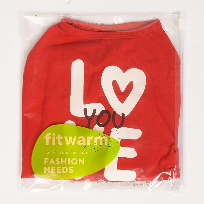 Fitwarm Love You Dog Shirt, Funny Valentines Outfit for Small Dogs Boy Girl, Festive Pet Clothes, Red, White, Medium
