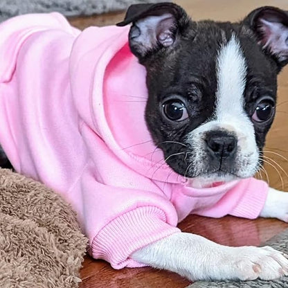 Jecikelon Winter Dog Hoodie Sweatshirts with Pockets Warm Dog Clothes for Small Dogs Chihuahua Coat Clothing Puppy Cat Custume (Pink, XX-Small)