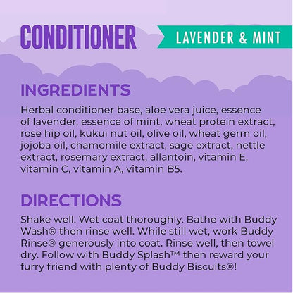 Buddy Rinse Conditioner for Dog Grooming Dog, Lavender & Mint, 16 oz. Bottle