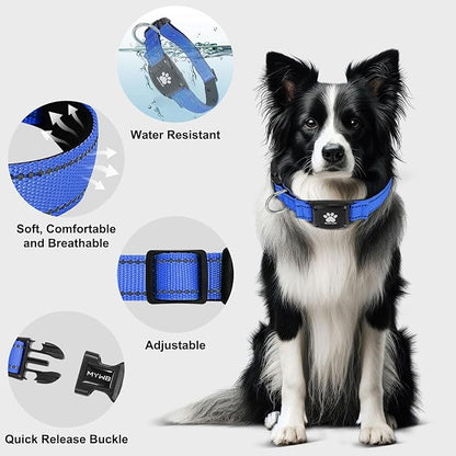 GPS Dog Collar Tracker 2-in-1,Reflective Waterproof Pet Collar,iOS-Only,No Monthly Fees,Unlimited Range,Ideal for Dog Tracking pet Tracker,for Small Medium Large Dogs(M (15"-20.5"), Blue)