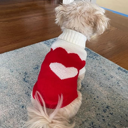 CHBORCHICEN Pet Dog Sweaters Classic Knitwear Turtleneck Winter Warm Puppy Clothing Cute Strawberry and Heart Doggie Sweater (Red2, XX-Small)