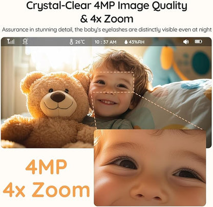 BOIFUN AI Baby Monitor with Camera and Audio, Safety Alerts (Tummy Sleeping & Face Area), WiFi Smartphone APP Control, Colorful Night Light, 2K HD Night Vision, Motion & Cry Detection, Two-Way Talk