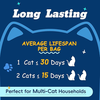 LMJP Crystal Cat Litter with Powerful Odor Control, Non-Clumping, Lasts Up to 4 Months, 17.2lb, Rapid Water Absorption, Unscented & Low Tracking Lightweight Blue & White Silica, 4 Pack of 4.3lb