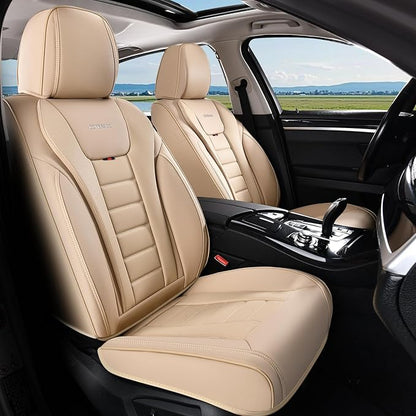 Coverado Car Seat Covers Full Set, Seat Covers for Cars, Front Seat Covers and Back Seat Cover Waterproof Leather Automotive Seat Cover, Universal Car Interior Protectors Cushion for Most Cars