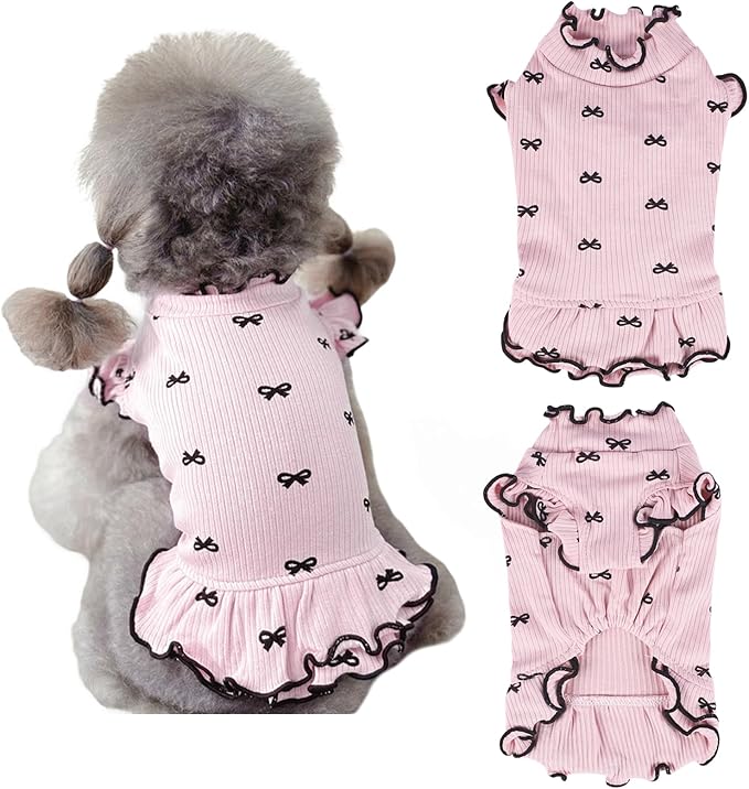 Small Dog Clothes Extra Small Dogs Spring Summer Dress Cute Soft and Breathable Outfits for Female Chihuahua Shih Tzu Yorkshire Puppy Cats (Pink Dress, Medium)