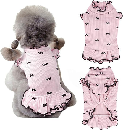 Small Dog Clothes Extra Small Dogs Spring Summer Dress Cute Soft and Breathable Outfits for Female Chihuahua Shih Tzu Yorkshire Puppy Cats (Pink Dress, Medium)
