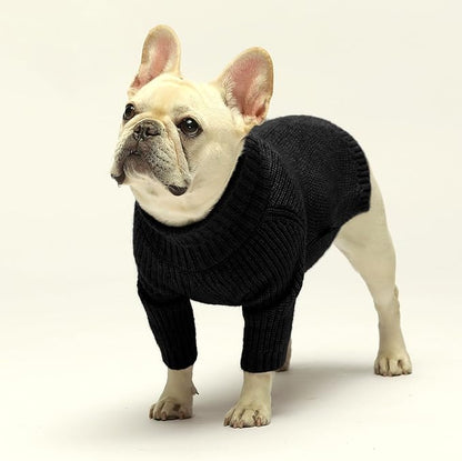 Fitwarm Dog Turtleneck Sweater, Thermal Knitted Pet Coat, Dog Winter Clothes for Small Dogs, Cat Apparel, Black, Medium
