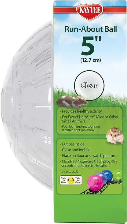 Kaytee 5" Clear Run-About Exercise Ball For Pet Dwarf Hamsters & Mice