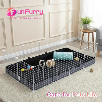 FunFurry Quilted Guinea Pig Cage Liner, Reversible & Absorbent Bottom Base, Cage Liners for Small Animals, Hamster Chinchilla Hedgehog Ferret Rabbit. (Dark Grey-Quilted, 12" X 24")