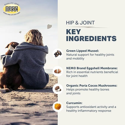 Four Leaf Rover Hip & Joint - Mobility & Joint Support with Glucosamine and Chondroitin for Dogs, 2.9 oz - 22 to 60 Day Supply, Depending on Dog’s Weight - Vet Formulated - Easy to Mix - Delicious