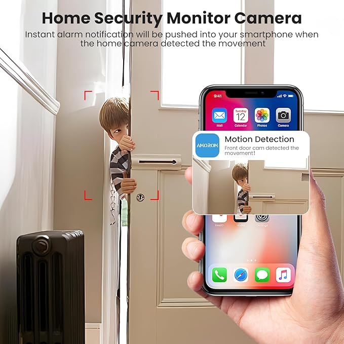 AMOROM Indoor Home Security Camera for Baby Monitor1080P WiFi Camera with Privacy Mode2-Way TalkNight VisionMotion DetectionCloud& Micro SD Card StorageAlexa&Google Home Compatible(Wired) AM-C1-04