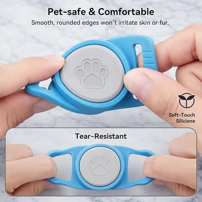 GOCII for Airtag Dog Collar Holder 2 Pack,Waterproof Dog Collar Holder for Apple AirTag(Gen 1 & 2),Silicone Air Tags Case for Dog Collars(Blue & Gray)