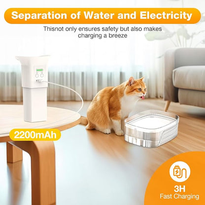Cat Water Fountain, 85oz/2.5L Large Capacity Cordless Cat Water Fountain | Smart Motion Sensor & Timer Flow,3 Filter Cartridges, Wireless Pet Water Fountains for Cats Indoor (White)
