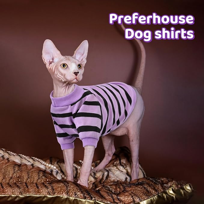 Dog Shirts for Small Dogs, Striped T-Shirts Dog Vest Pet Apparel Tee Shirts Spring Summer Suitable for Small and Medium Large Pets French Bulldog Bichon, Purple S