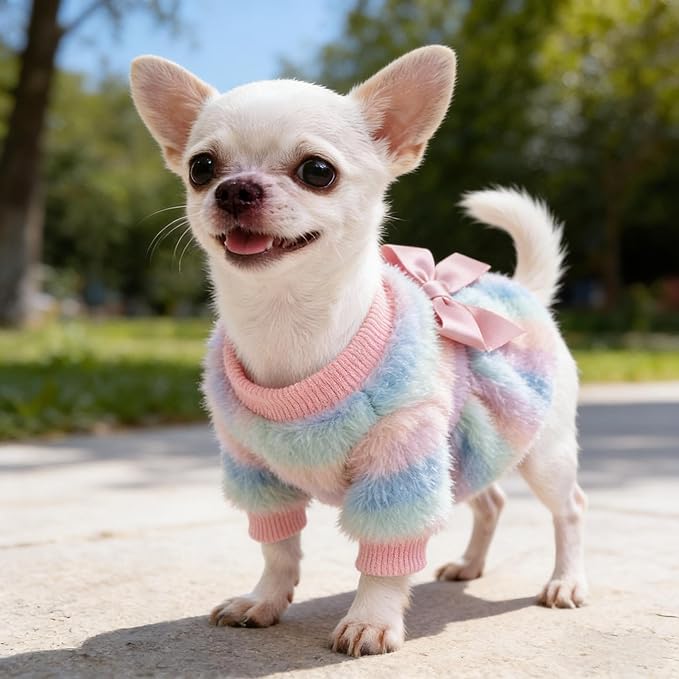 Dog Sweaters for Small Dogs Girl Dog Clothes Fleece Small Dog Pajamas Female Warm Dog Pjs Soft Dog Onesie Heart Chihuahua Clothes Pink Pet Puppy Pajamas, XXS