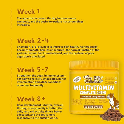 Maximum Support Daily Dog Multivitamin – Advanced Care Formula for Fast Relief of Hip & Joint, Skin & Coat, Immune & Allergy Health – Glucosamine, Chondroitin, Probiotics & Omega Fish Oil – 90 Chews