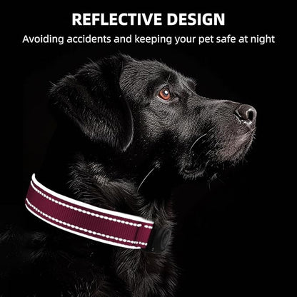 AirTag Dog Collar, IP68 Waterproof Air Tag Dog Collar Holder, Reflective, Ultra-Durable, Comfortable Padded, Heavy Duty Dog Collars for Small Medium Large Dogs (Watermelon red, S)