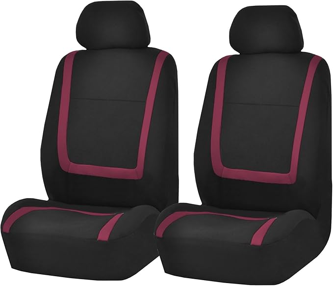 FH Group Car Seat Covers Front Set in Cloth - Car Seat Covers for Low Back Car Seats with Removable Headrest, Universal Fit, Automotive Seat Covers, Car Seat Cover for SUV, Sedan, Van Burgundy