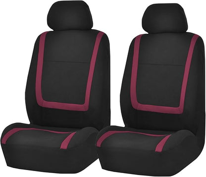 FH Group Car Seat Covers Front Set in Cloth - Car Seat Covers for Low Back Car Seats with Removable Headrest, Universal Fit, Automotive Seat Covers, Car Seat Cover for SUV, Sedan, Van Burgundy