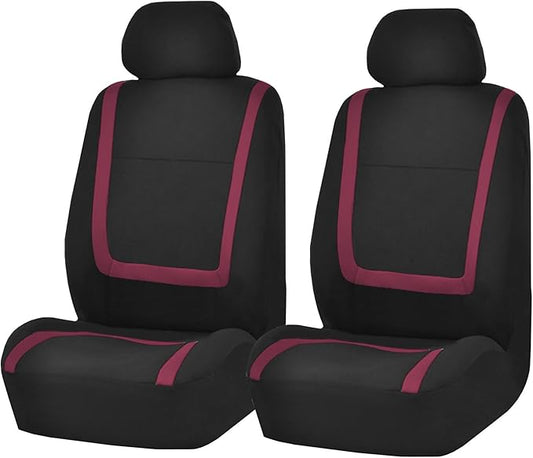 FH Group Car Seat Covers Front Set in Cloth - Car Seat Covers for Low Back Car Seats with Removable Headrest, Universal Fit, Automotive Seat Covers, Car Seat Cover for SUV, Sedan, Van Burgundy