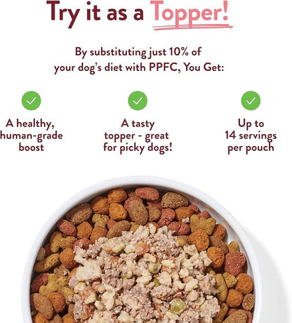 Portland Pet Food Company Fresh Dog Food Pouches Human-Grade Toppers Wet Pet Meal & Mix-Ins - Gluten-Free Limited Ingredient Wally’s Salmon N’ Rice - Large & Small Breed, Puppy to Senior - 5 Pack