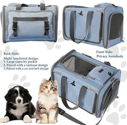Small Dogs Carriers Soft Airline Approved Cats Carrier for Puppy Travel Bag Softsides Puppy Carry,Soft-Sided,Pets Small Animals Rabbits Bunny Outdoor (Blue2)