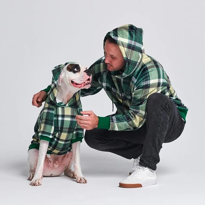 Spark Paws Human Hoodie - Premium Quality, Buttery Soft, Superior Comfort and Fit, Calming Fleece Interior, Suitable for All Styles – Green Plaid, XL