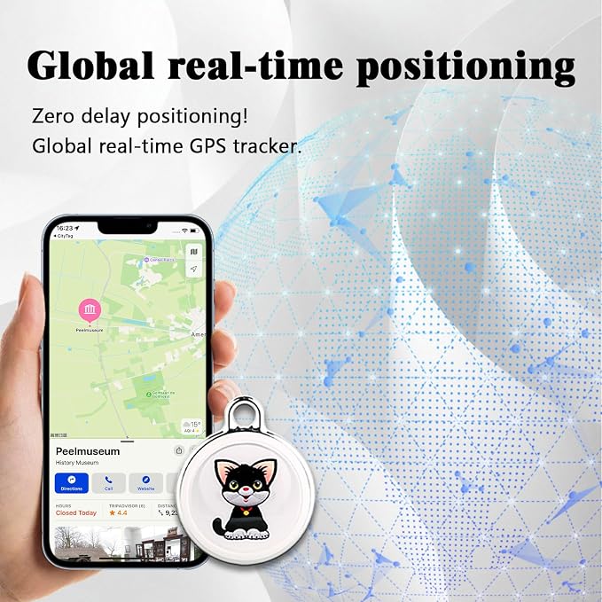 GPS Tracker for Dogs, Mini Cat Tracker, Smart Pet Tracker, Real-Time Tracking & Anti-Lost Alerts, No Monthly Fee, No SIM Card, Waterproof & Drop-Proof, 730-Day Battery Life, Works with iOS & Android