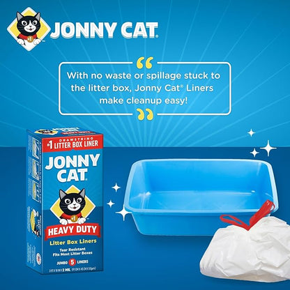 Jonny Cat Litter Box Liners: Heavy Duty - Tear & Leak Resistant - Drawstring Close - Jumbo, 30 Count