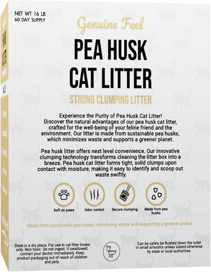 Premium Pea Husk Scented Cat Litter for Happy and Healthy Cats. (Vanilla)(15 lbs)
