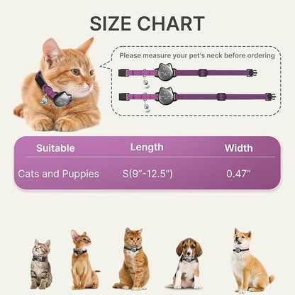AirTag Cat Collar, Reflective Breakaway Collar, Hidden Holder with Bell | Compatible with Apple AirTag 1st & 2nd Gen, Lightweight Water-Resistant Strap for Cats, AirTag Not Included