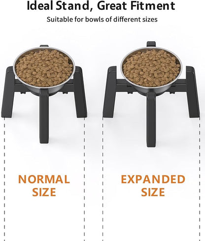 CZPET Dog Bowl Stand, 51 oz Large Capacity Raised Elevated Dog Food/Water Stainless Steel Feeder, Size Adjustable & Anti-Slip Stand for Medium Dogs (2 Pack)
