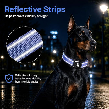 GPS Dog Collar Tracker 2-in-1,Reflective Waterproof Pet Collar,iOS-Only,No Monthly Fees,Unlimited Range,Dog Tracking Collar Pet Tracker,for Small Medium Large Dogs(S (12.5"-16"), Blue)
