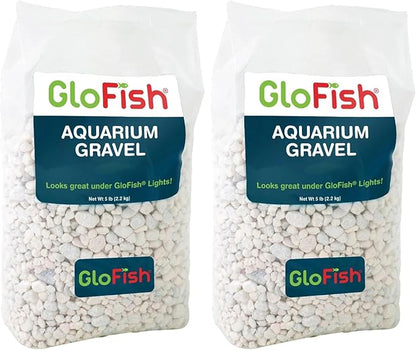 GloFish Aquarium Gravel 5 Pounds, White, Complements GloFish Tanks (29022) (Pack of 2)