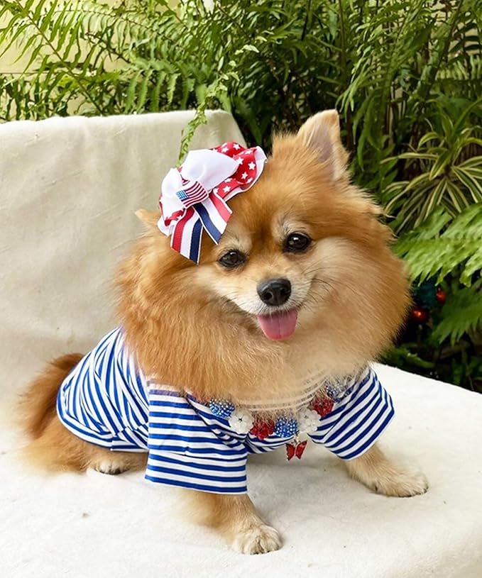 DroolingDog Dog Clothes Pet Striped T-Shirt Plain Puppy Apparel for Small Dogs, XS, Pack of 3