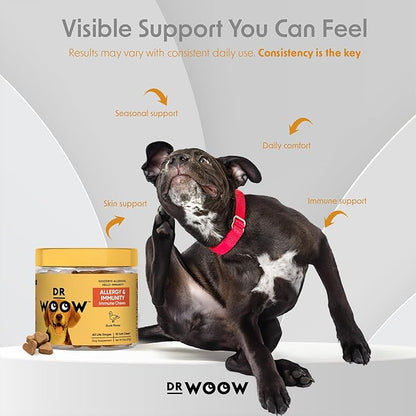 Dog Allergy & Itch Relief Supplements Soft Chews (90 CT) – Seasonal Allergy Support + Hot Spot & Skin Comfort – Omega 3 Salmon Oil + YEA-SACC – Made in USA
