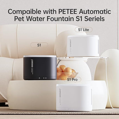 6-Pack Replacement Filters for PETSEE S1 Series Automatic Pet Water Fountain – Triple Filtration System, Removes Impurities & Hair, Easy to Use, Replace Every 4 Weeks